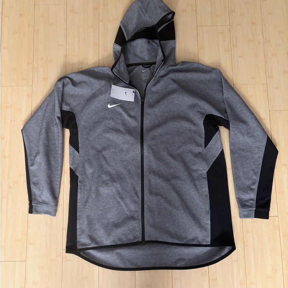 Nike Men's Gray and Black Zippered Jacket